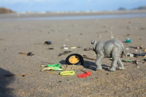 A Lego flipper, loom bands and a headless elephant I found at Perranporth, Cornwall, October 2014 